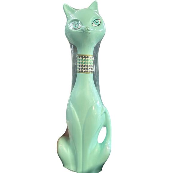 Mid Century Modern Purrrfection Tall Teal Kitty Bubble Bath NOS AVON - Picture 1 of 15